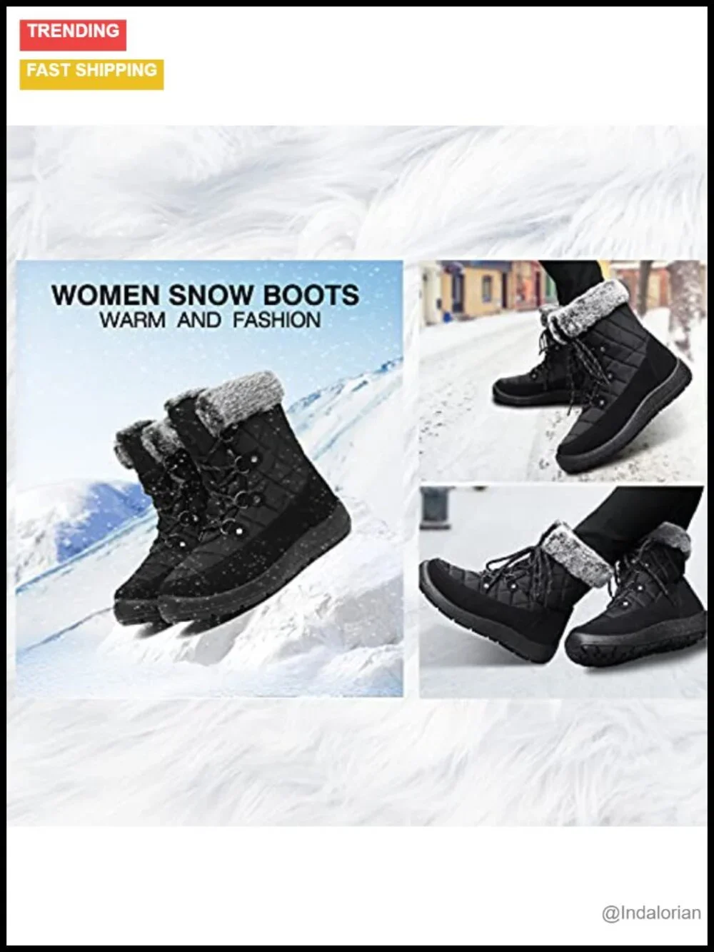 Waterproof Winter Snow Boots Warm Insulation Fur Lined Non Slip Mid-Calf
